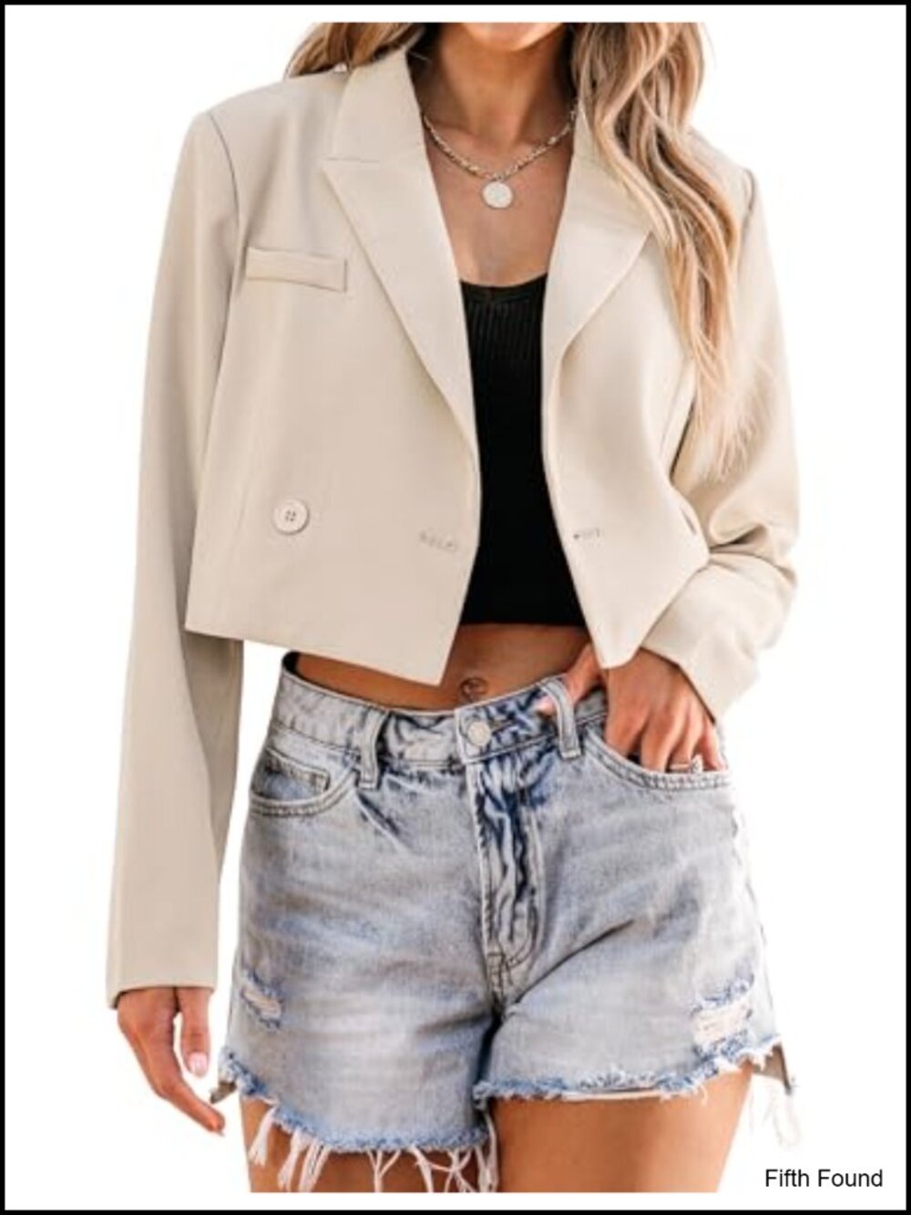 Cropped Blazer Women Business Casual Open Front Long Sleeve Suit Jacket